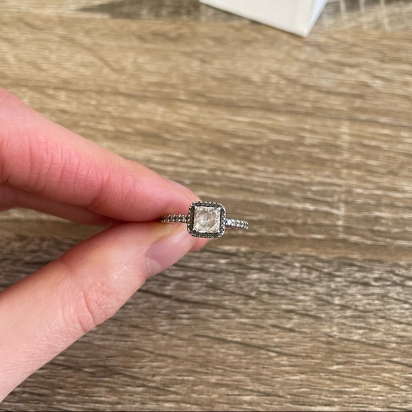 PANDORA Sparkling Halo Ring Square Cut Sterling Silver Cubic Zirconia Size 52 - Picture 2 of 7